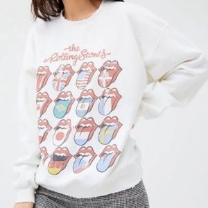 ROLLING STONES tongues distressed graphic oversized sweatshirt Urban Outfitters
